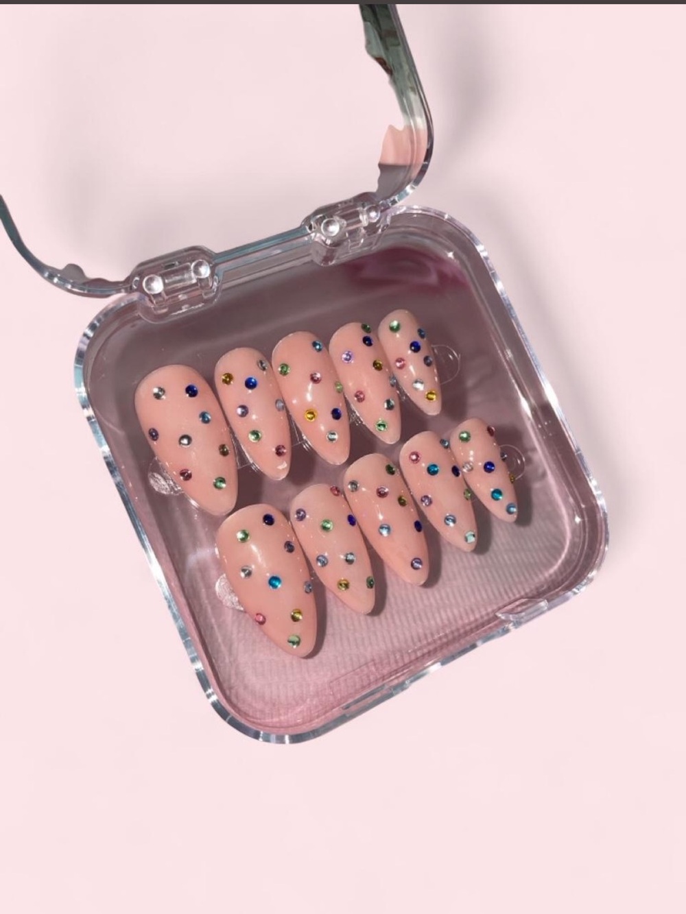 Nude Pink Rhinestone Press-On Nail Set